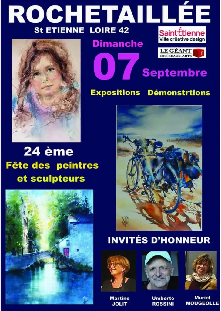 Affiche de la journée des peintres et des sculpteurs de Rochetaillée 42. Renaud Prégaldiny participe à cet évènement.