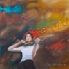 Aquarelle originale de Renaud Prégaldiny peintre aquarelliste Lyonnais. Une violoniste très inspirée se laisse emporter par sa musique.