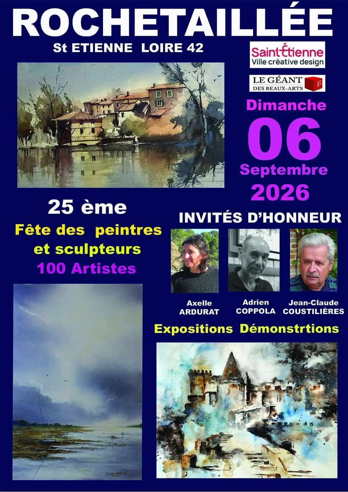 Exposition collective de Rochetaillée Saint Etienne. Renaud Prégaldiny artiste peintre aquarelliste participe.